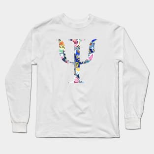 Barcelona Gaudi Mosaic Psi Sorority Letter Sticker Long Sleeve T-Shirt